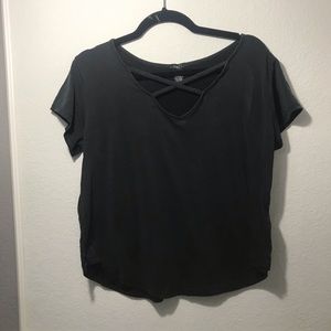 Black blouse with tied front